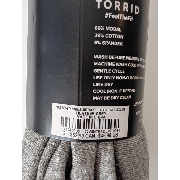 Torrid Fleece Lined Full Length Signature Leggings Pockets Heather Gray Size 2 - Picture 5 of 8
